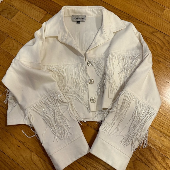 Easter Label bride sequin fringe denim jacket - Picture 3 of 4